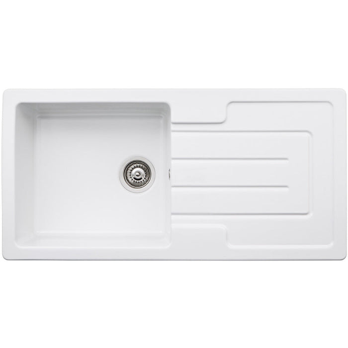 Abode Acton 1B & Drainer Ceramic Inset Sink - White Image 1