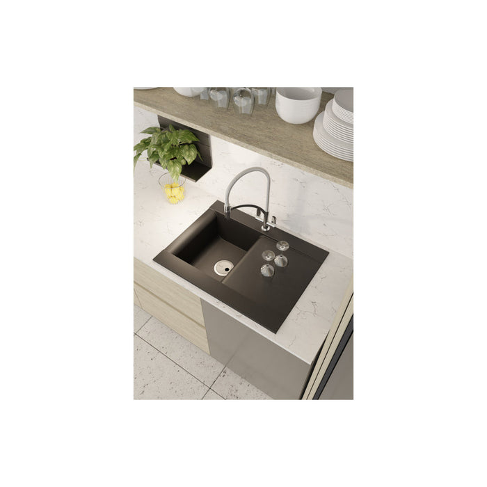 Abode Aspekt 1B & Drainer Granite Inset Sink - White Image 3