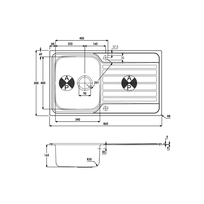 Abode Connekt 1B & Drainer Inset Sink - St/Steel Image 4