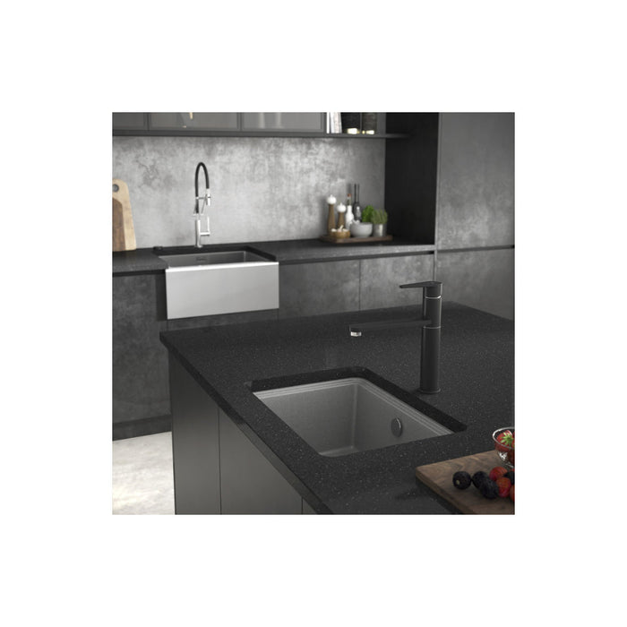 Abode Denton Compact 1B Undermount Sink - Grey Metallic Image 3