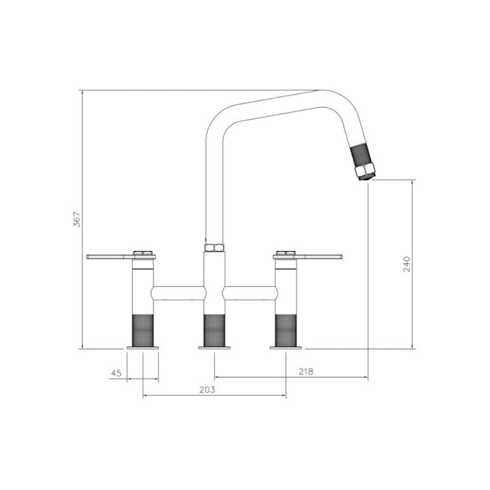 Abode Hex Bridge Dual Lever Mixer Tap w/Pull Out Image 3
