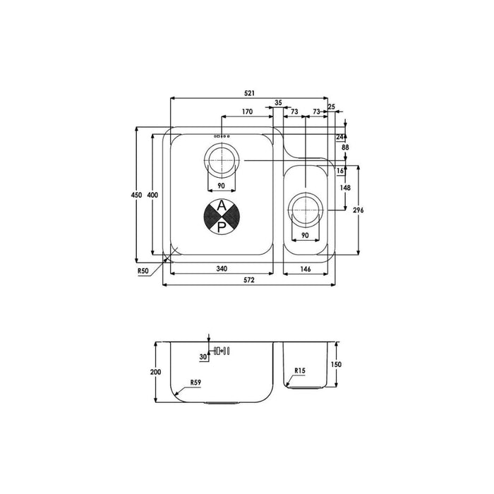 Abode Matrix 1.5B Undermount St/Steel Sink Tap Pack Image 23