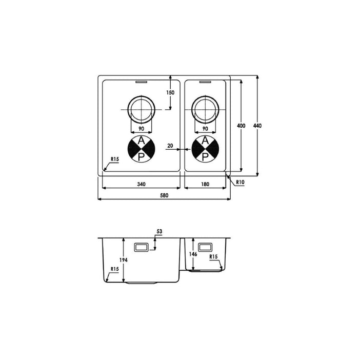 Abode Matrix R15 1.5B Undermount/Inset Sink Image 6