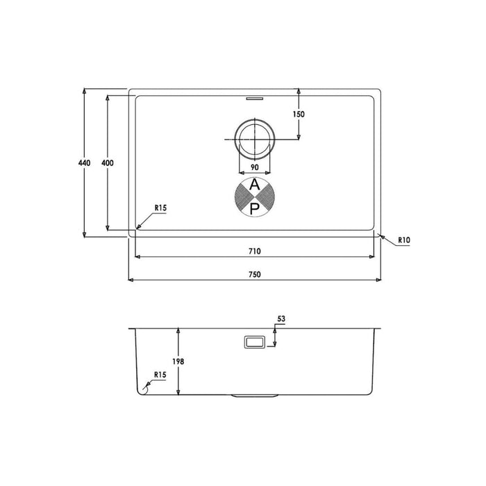 Abode Matrix R15 XL 1B Undermount/Inset Sink - St/Steel Image 3