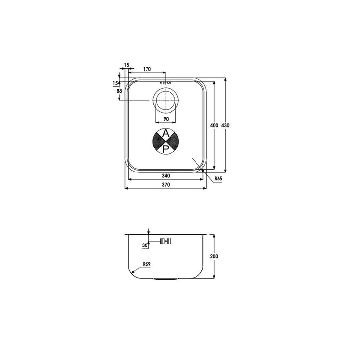 Abode Matrix R50 1B Undermount Sink - St/Steel Image 3