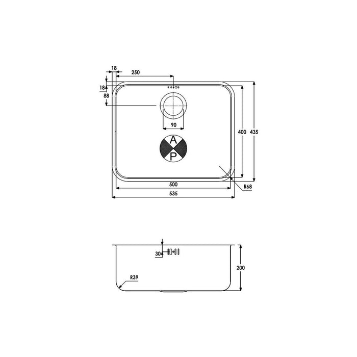 Abode Matrix R50 1B Undermount Sink - St/Steel Image 6