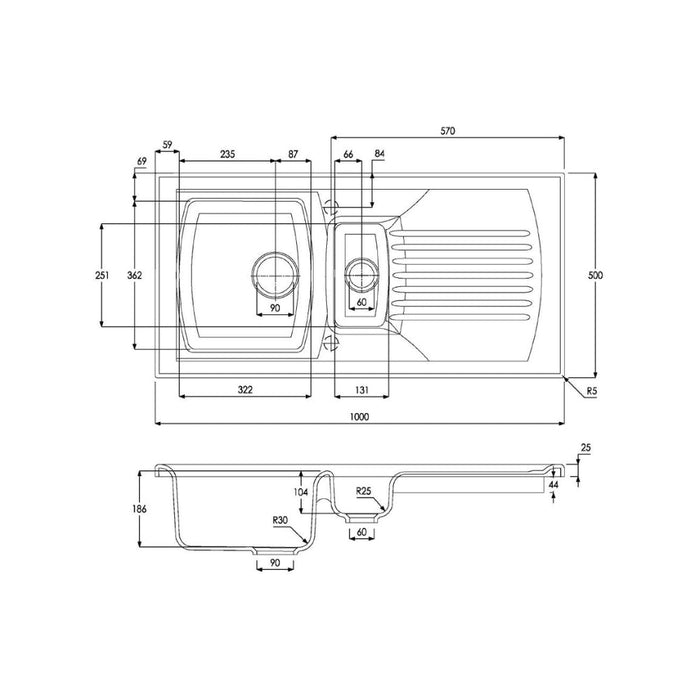 Abode Milford 1.5B & Drainer Ceramic Inset Sink - White Image 4