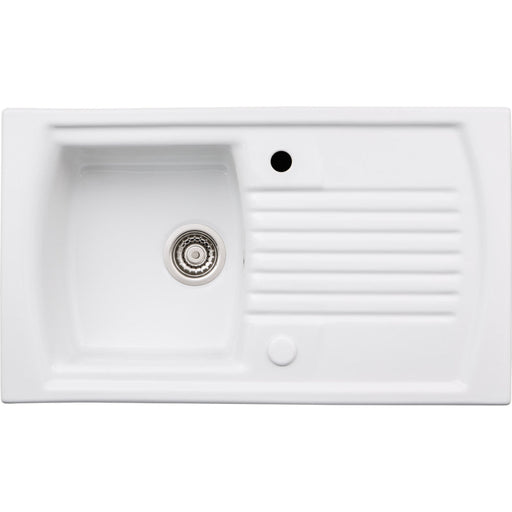 Abode Milford 1B & Drainer Ceramic Inset Sink - White Image 1