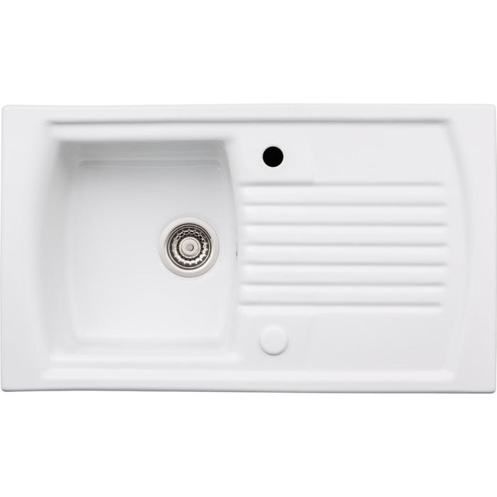 Abode Milford 1B & Drainer Ceramic Inset Sink - White Image 1
