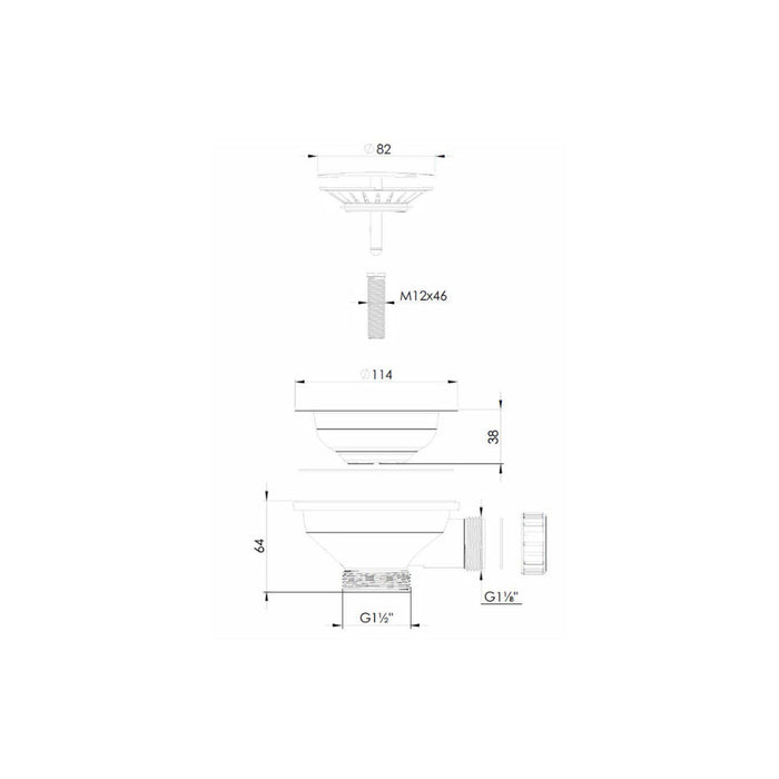 Abode Orbit Strainer Long Bolt Sink Waste - For Ceramic/Granite Sinks Image 2