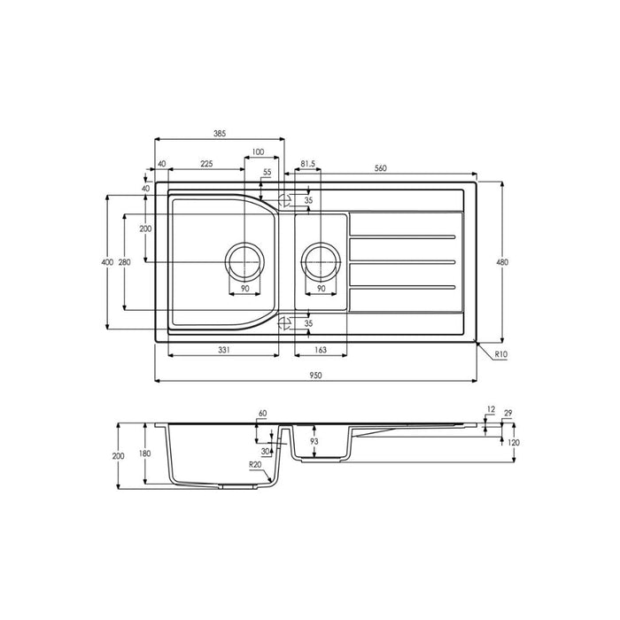 Abode Oriel 1.5B & Drainer Granite Inset Sink Image 2