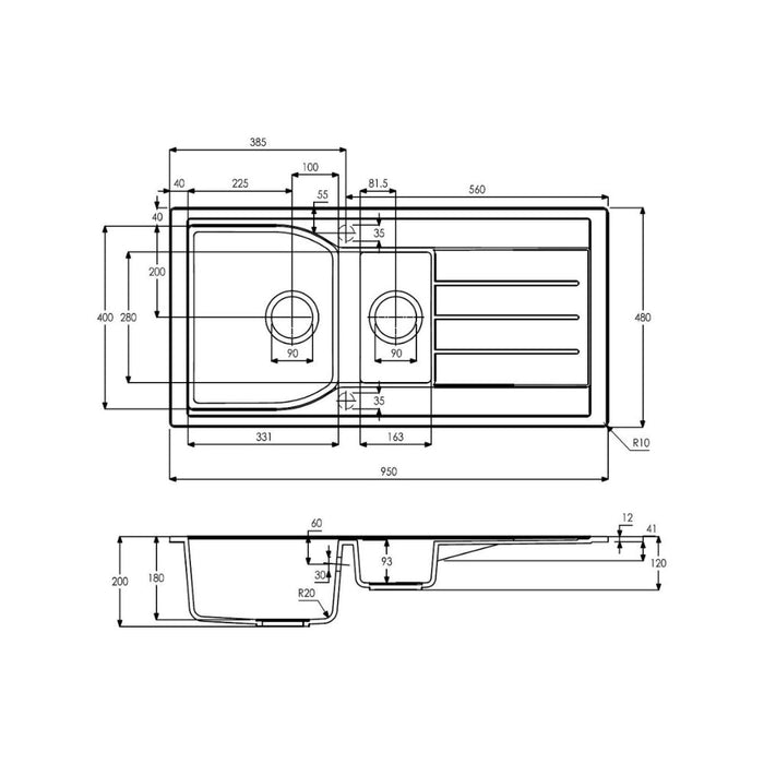 Abode Oriel 1.5B & Drainer Granite Inset Sink Image 6