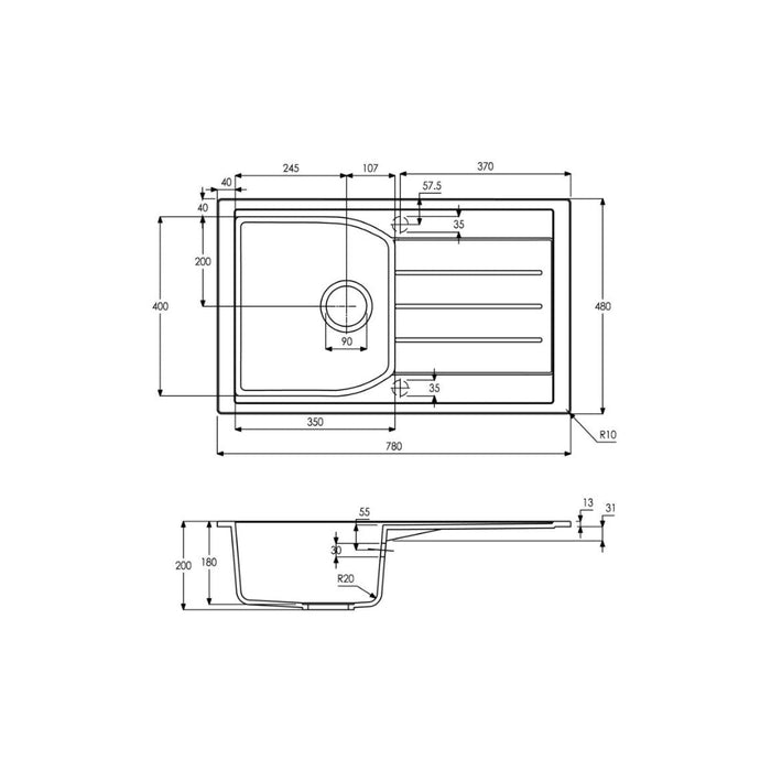 Abode Oriel 1B Inset Black Granite Sink Tap Pack Image 4