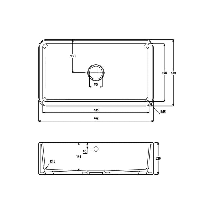 Abode Provincial Large 1B Undermount Sink - White Image 4