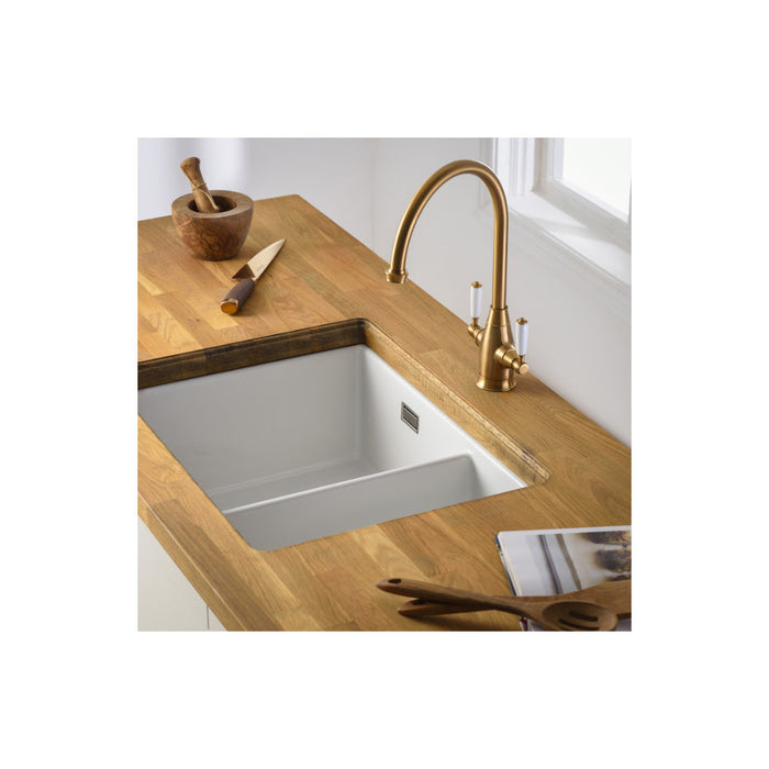Abode Sandon 1.5B Ceramic Undermount/Inset Sink - White Image 4