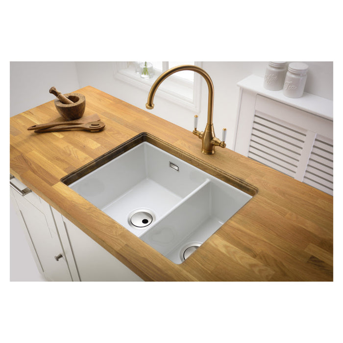 Abode Sandon 1.5B Ceramic Undermount/Inset Sink - White Image 5