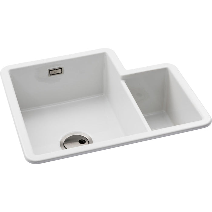 Abode Sandon 1.5B LH Ceramic Undermount/Inset Sink - White Image 2