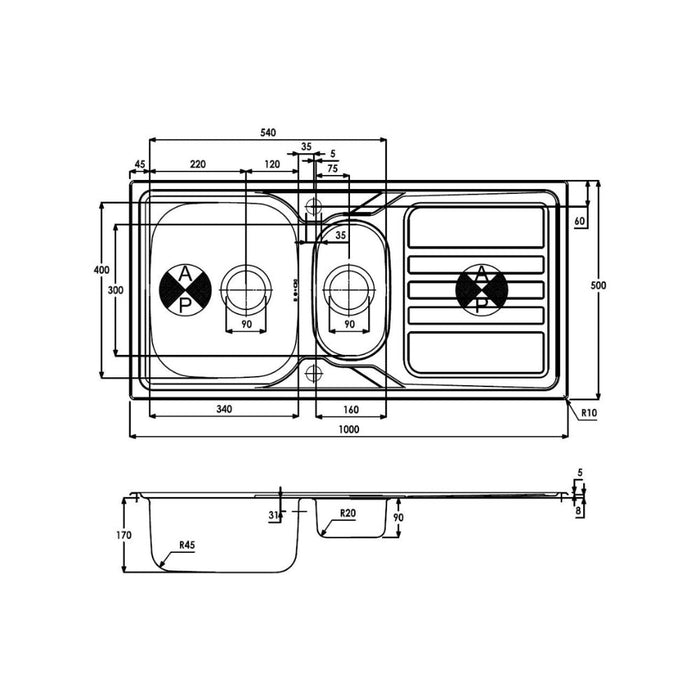 Abode Trydent 1.5B & Drainer Inset Sink - St/Steel Image 4