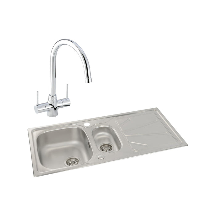 Abode Trydent 1.5B Inset St/Steel Sink Tap Pack