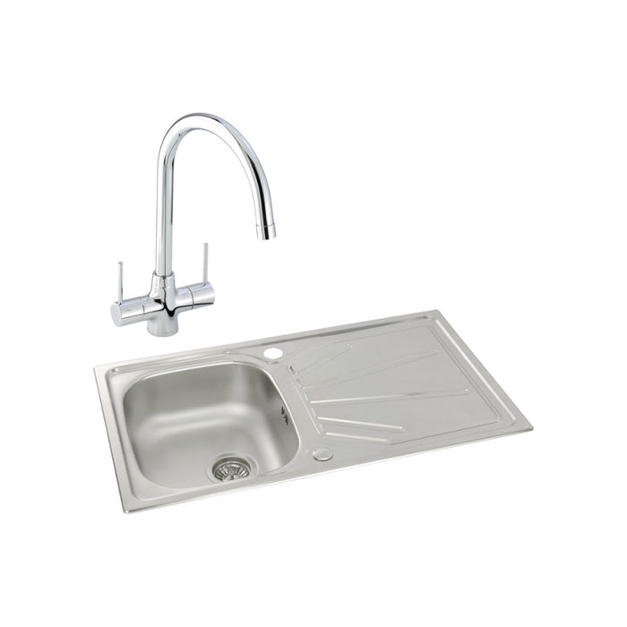 Abode Trydent 1B Inset St/Steel Sink & Tap Pack Image 1