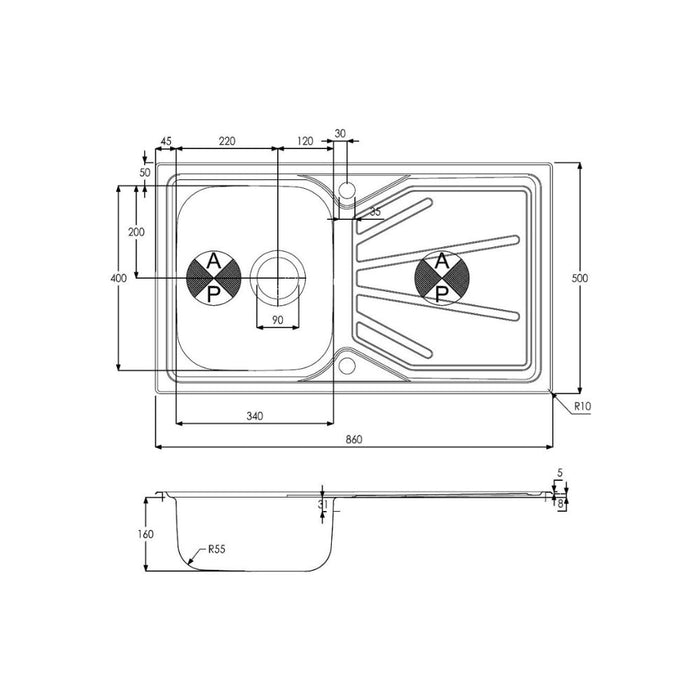 Abode Trydent 1B Inset St/Steel Sink & Tap Pack Image 6