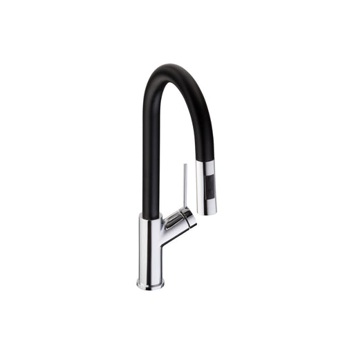Abode Virtue Nero Mixer Tap w/Pull Out - Chrome Image 1