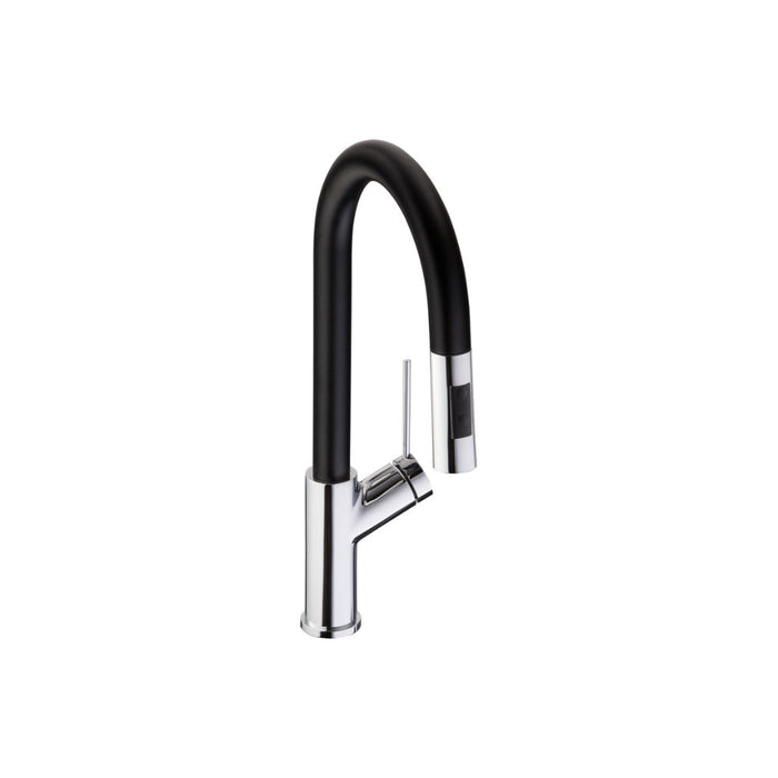 Abode Virtue Nero Mixer Tap w/Pull Out - Chrome Image 1