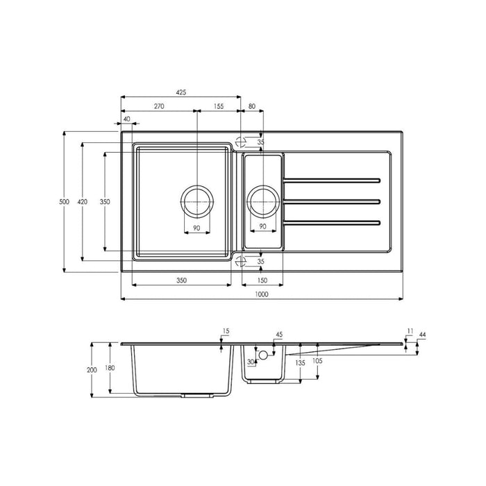 Abode Xcite 1.5B & Drainer Granite Inset Sink Image 4