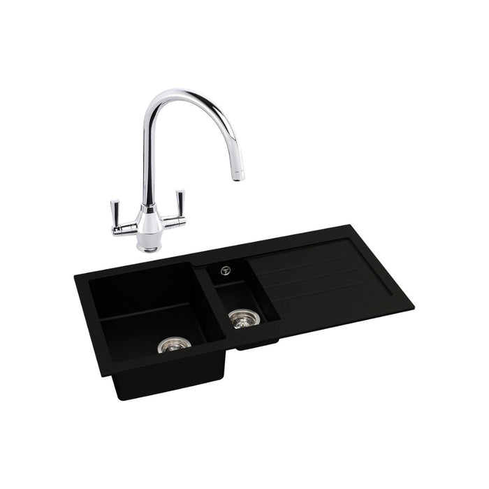 Abode Xcite 1.5B Inset Black Metallic Sink Tap Pack
