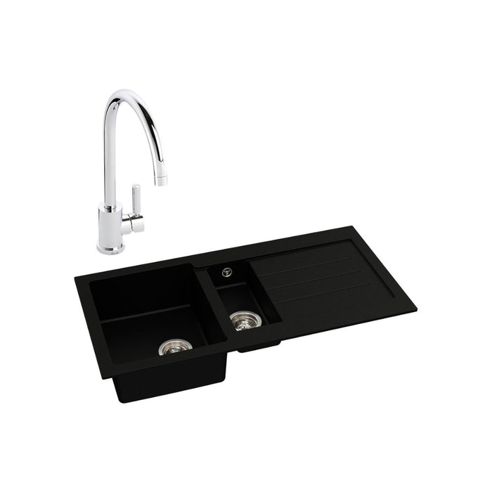 Abode Xcite 1.5B Inset Black Metallic Sink Tap Pack
