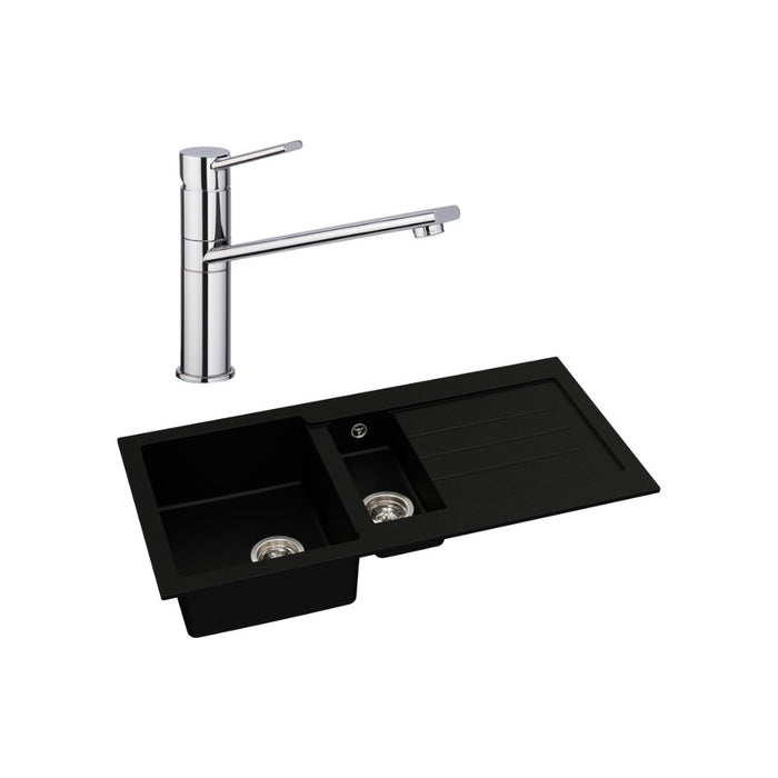 Abode Xcite 1.5B Inset Black Metallic Sink Tap Pack Image 17