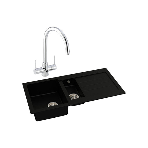 Abode Xcite 1.5B Inset Black Metallic Sink Tap Pack Image 1