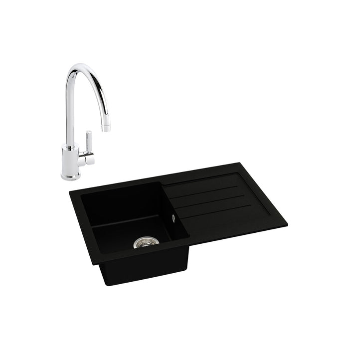 Abode Xcite 1B Inset Black Metallic Sink Tap Pack
