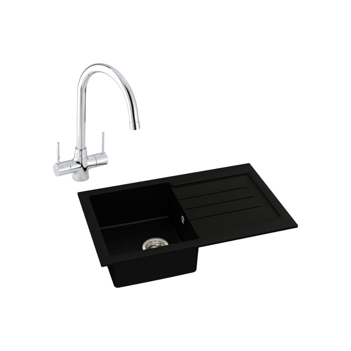 Abode Xcite 1B Inset Black Metallic Sink Tap Pack Image 1