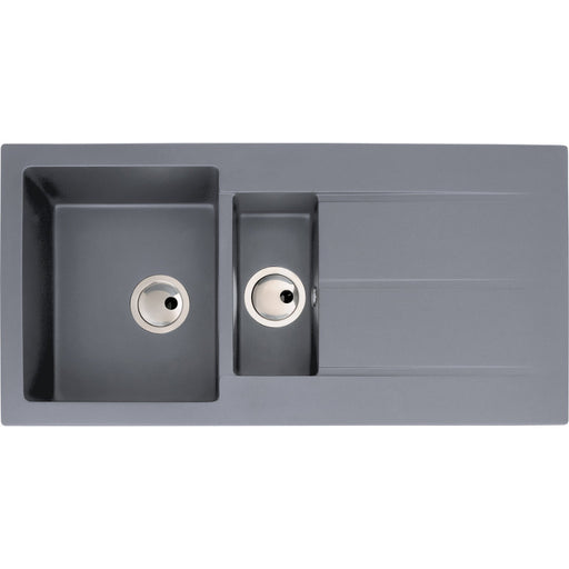 Abode Zero 1.5B & Drainer Granite Inset Sink - Grey Metallic Image 1