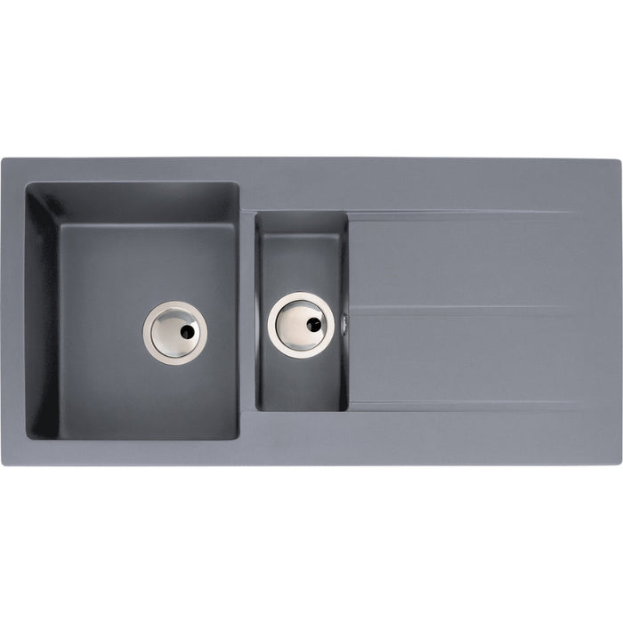 Abode Zero 1.5B & Drainer Granite Inset Sink - Grey Metallic Image 1