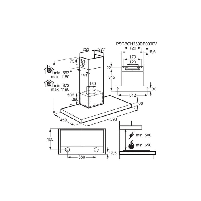 AEG DBX3951R Box Chimney Hood - Matt Black Image 9