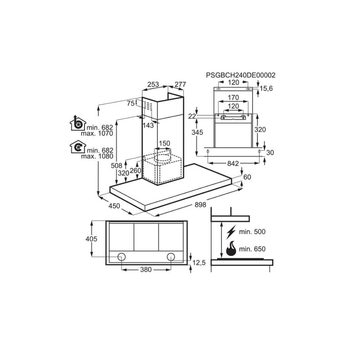 AEG DBX3951R Box Chimney Hood - Matt Black Image 5