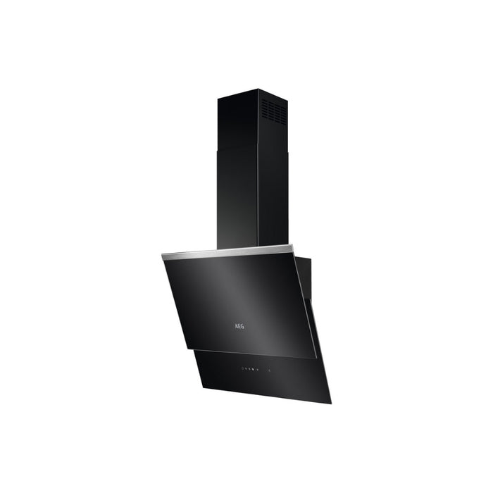 AEG DVB5560B 55cm Angled Chimney Hood - Black Glass Image 1