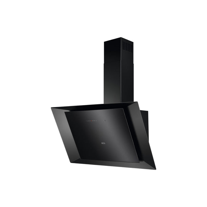 AEG DVK6981HB 90cm Vertical Chimney Hood - Matt Black & Black Glass Image 1