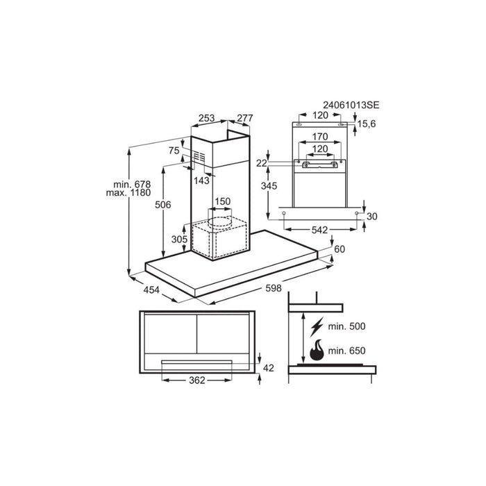AEG GB67D61HB 60cm Box Chimney Hood - Black Image 8