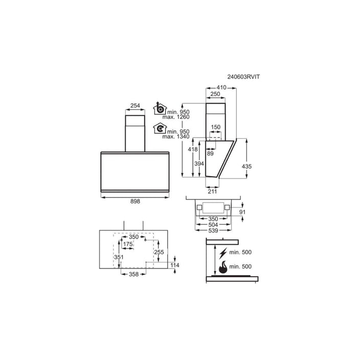 AEG GV77D61SB Angled Chimney Hood - Black Image 10