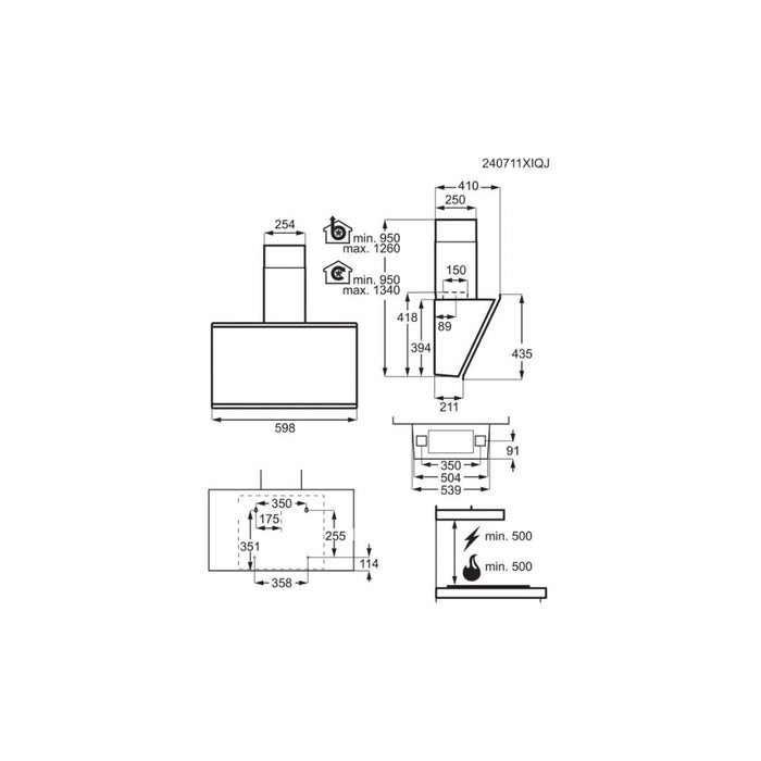 AEG GV77D61SB Angled Chimney Hood - Black Image 7