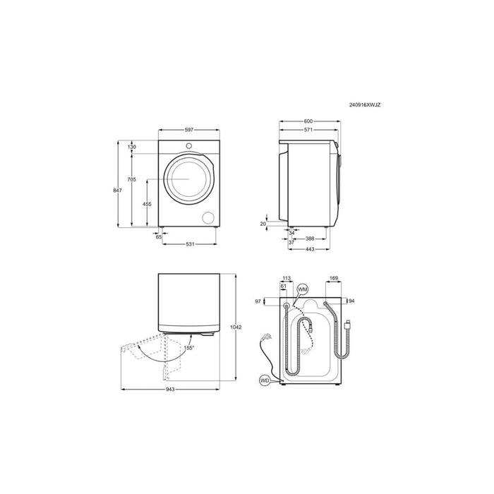 AEG LWR7185M4B F/S 8/5kg 1400rpm Washer Dryer - White Image 6