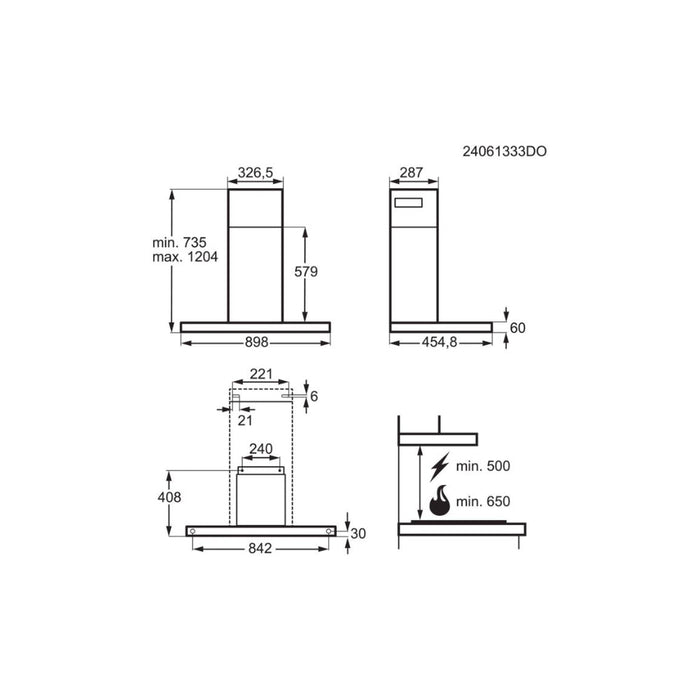 AEG NDB9791AT 90cm Flat Box Chimney Hood - Matt Black Image 7