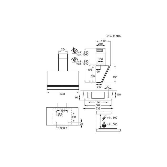 AEG NDV8761CB 60cm Angled Chimney Hood Image 7