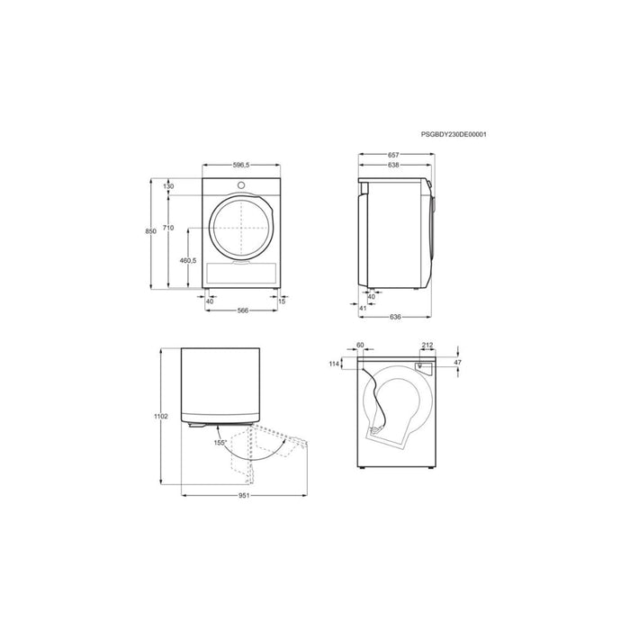 AEG TR739G4B F/S 9kg Heat Pump Condenser Dryer - White Image 3