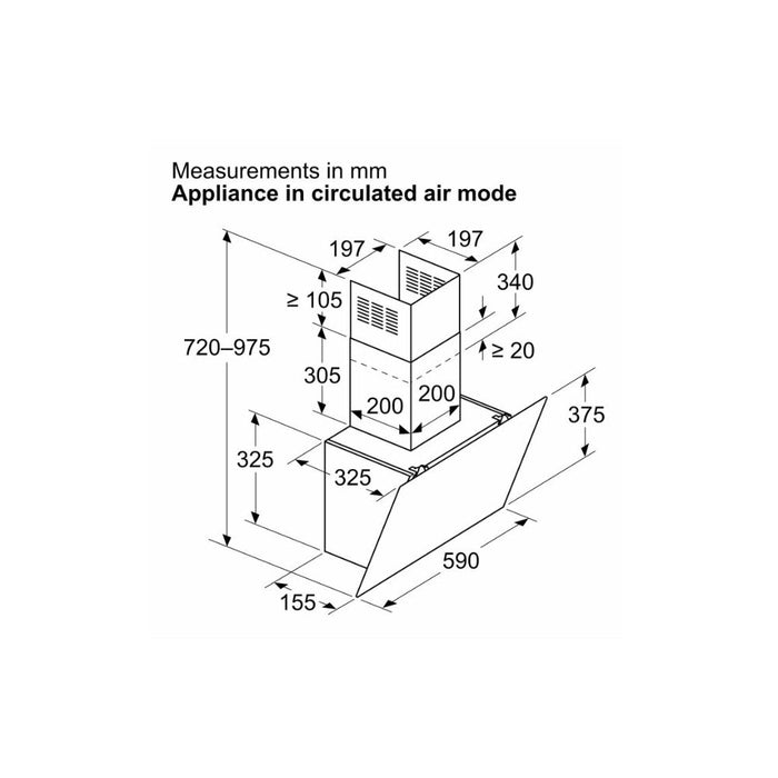 Bosch Series 2 DWK85DK60B Chimney Hood - Black Glass Image 3