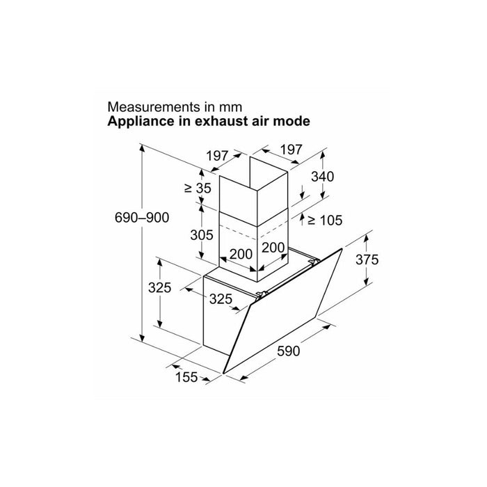 Bosch Series 2 DWK85DK60B Chimney Hood - Black Glass Image 8