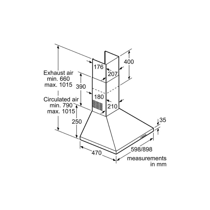 Bosch Series 2 DWP64CC50M 60cm Pyramid Chimney Hood - St/Steel Image 6